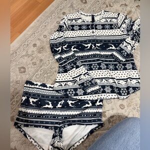 SKIMS Navy and White Pajama Set